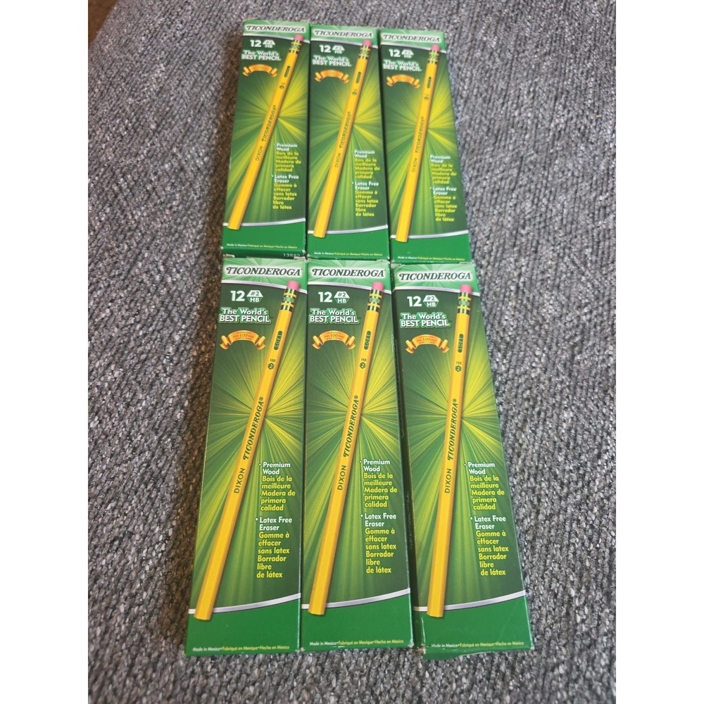 Ticonderoga Dixon #2 Pencils HB Lot Of 6 Boxes 72 Total‎ Yellow  13882 New